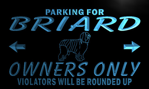 Briard Owners Parking Only Neon Light Sign